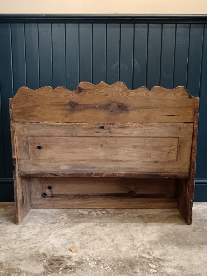 Slim Antique Country Pine Elm Settle Hall Bench (3).jpg